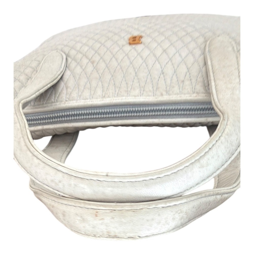 Bally Quilted Leather Satchel Handbag w/ Matching Wallet | Ivory/Cream - Picture 9 of 16